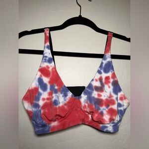 MeUndies Red and Blue Tie-Dye Bralette